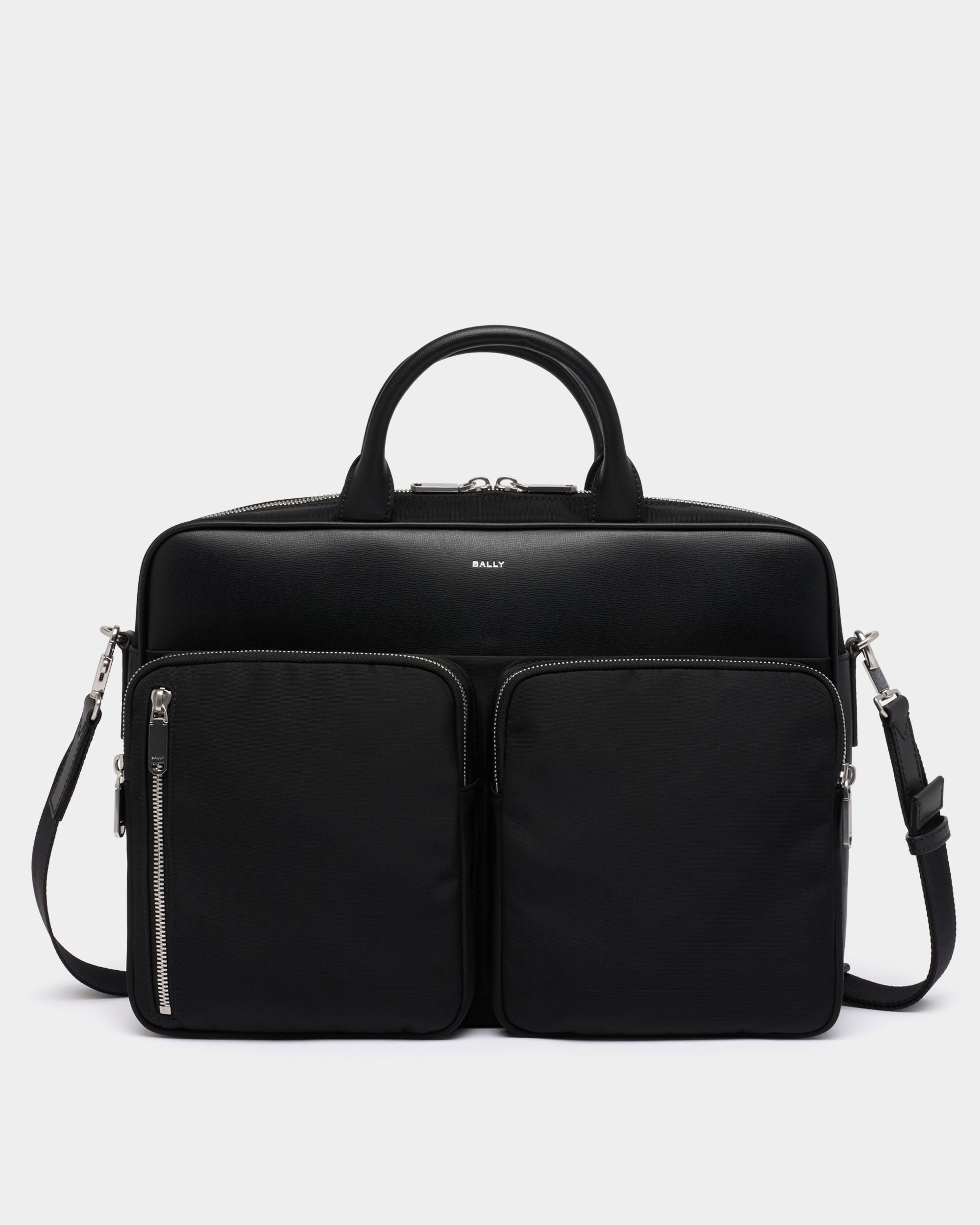 Vogel Aktentasche aus Nylon und recyceltem Leder in Schwarz