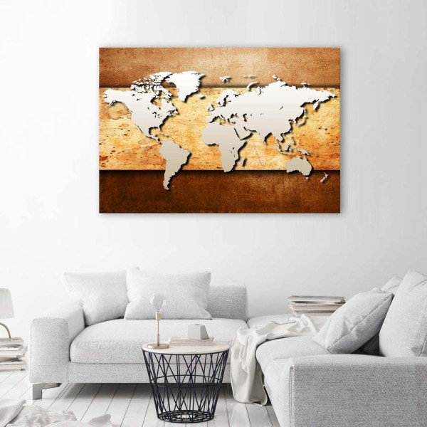 Feeby Obraz na płótnie Mapa świata na deskach 60x40