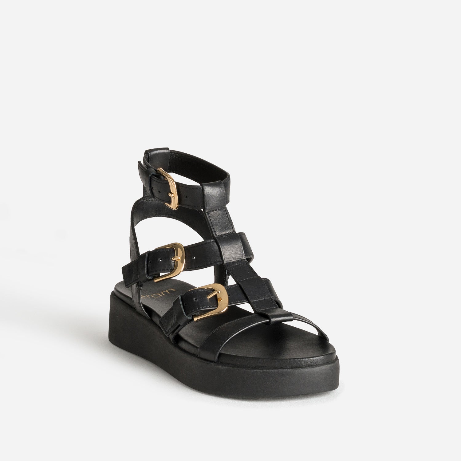 Sandale spartiate noire cuir