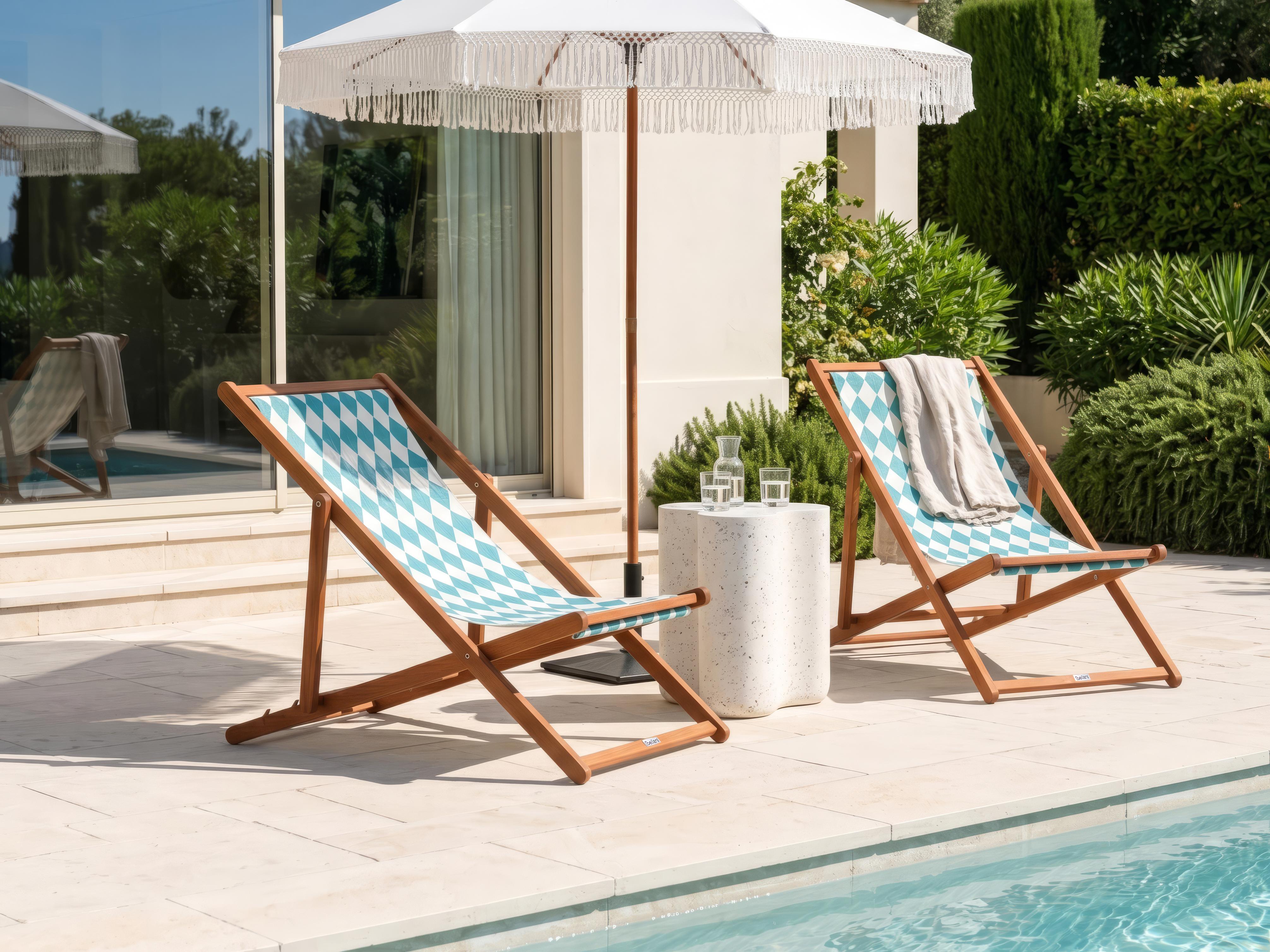 Set of 2 Sun Lounger Replacement Fabrics ANZIO/AVELLINO 113 x 44 cm Turquoise