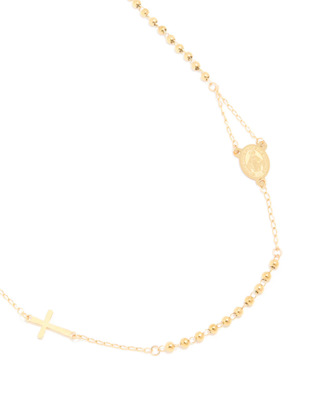 Waterproof Gold Plated Stainless Steel Rosary Cross Necklace