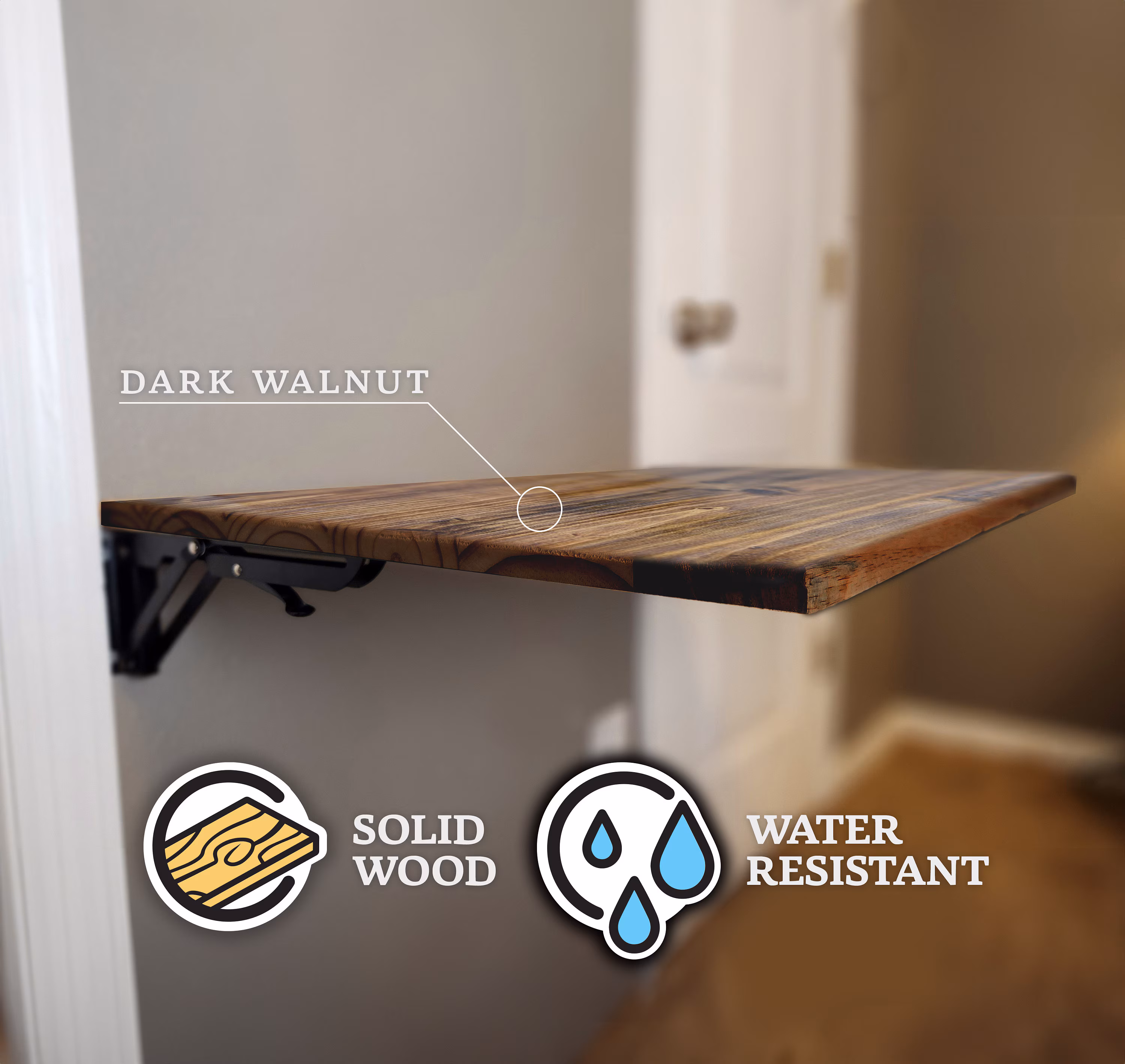 Free Shipping: Custom Fold Up Desk, Water Resistant Small Space Table, Pop-up Solid Wood Desk, Bedside Table, Folding Murphy Desk, WFH, RVs