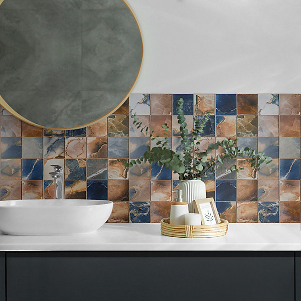 Panneau Mural PVC Wallfluent 50x50 cm Mosaïque À Motifs De Pierre 4 pièces
