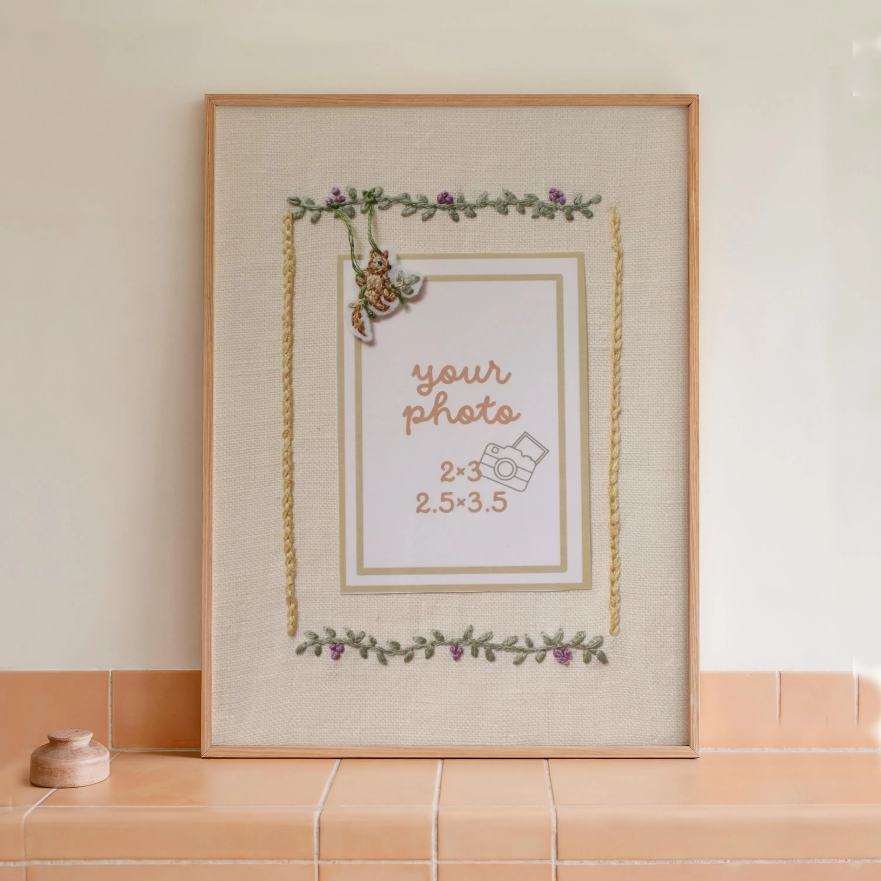 Embroidered wallet photo Frame Insert | 5x7 Embroidery Photo Mat | Keepsake Display 2.5x3.5/2x3 photo