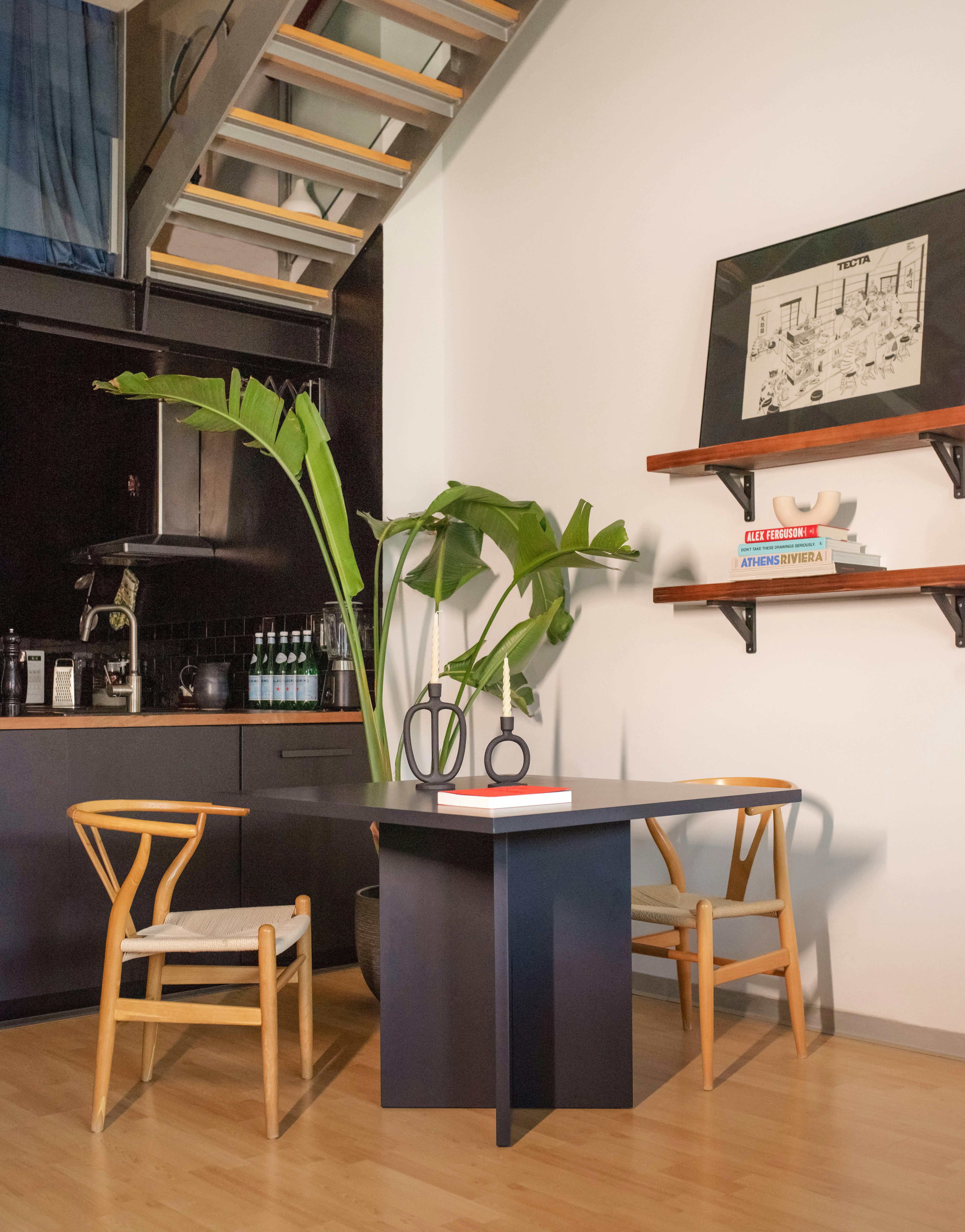 BLOCKIE-MATILDA - Table de salle à manger carrée laquée MDF 3cm Noire 100x100cm