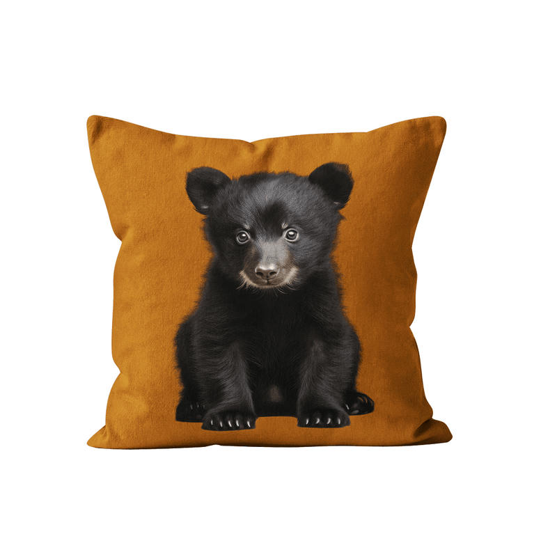 - Coussin enfant ourson Orange velours 40x40cm