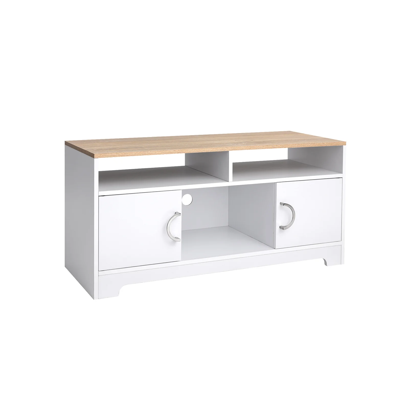 Meuble TV blanc couleur boisée