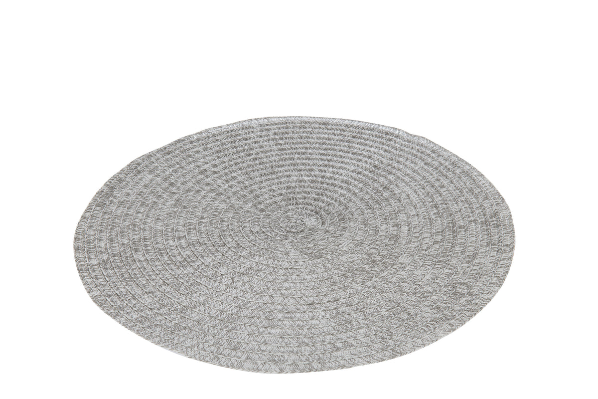 J-Line placemat Rond Gevlochten - kunststof - grijs - 6 stuks