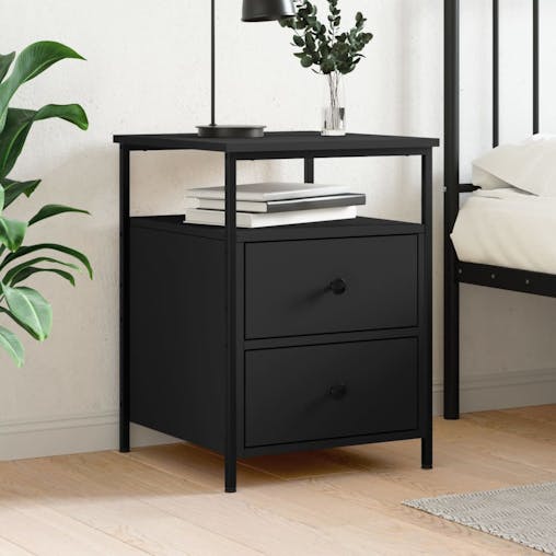 NNEVL Bedside Cabinet Black 44x45x60 cm Engineered Wood