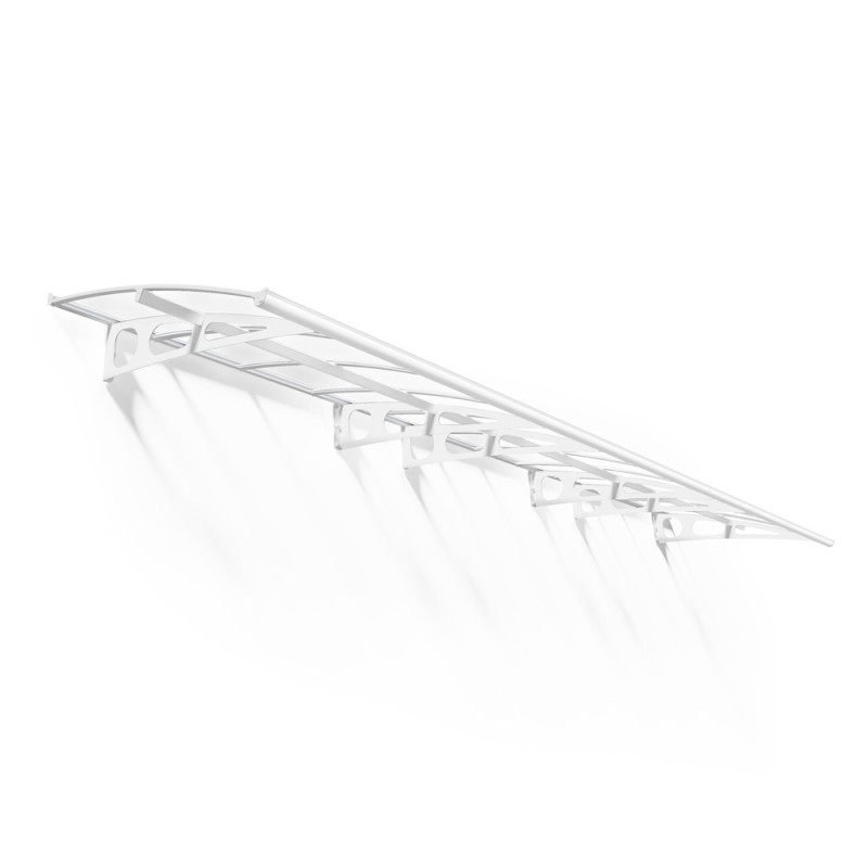 Marquise de porte Bordeaux blanche 670,5 x 140 cm CANOPIA