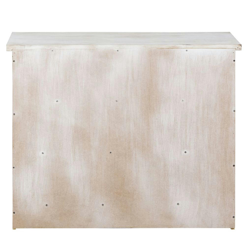 Namaste - Commode indienne sculptée en manguier massif blanche L 100 cm