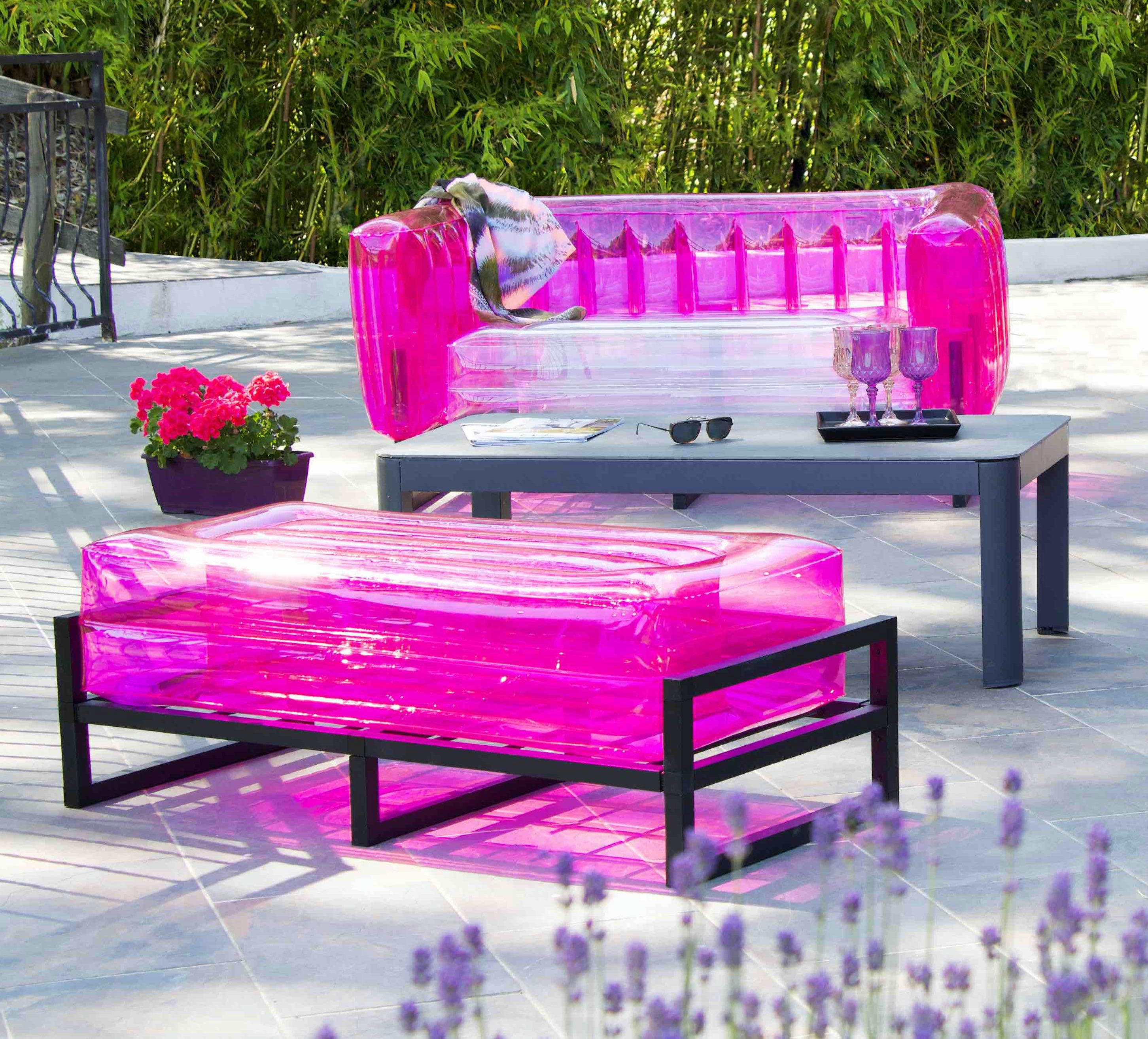 YOMI - Banc design tpu rose cadre en aluminium