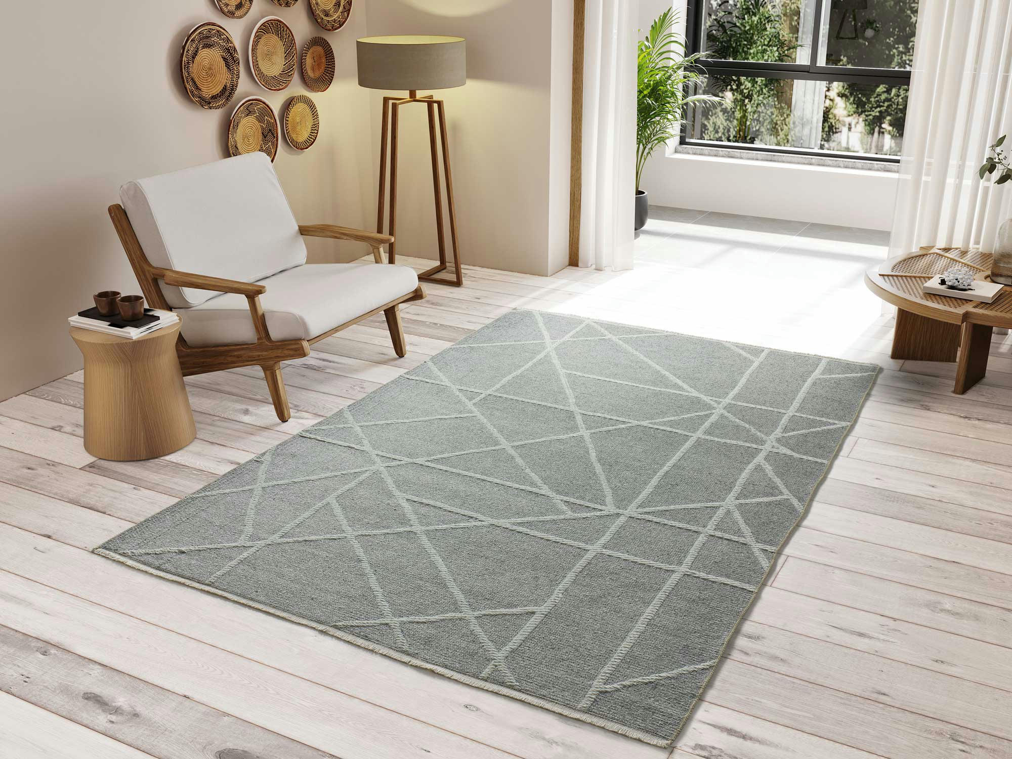 LUX - Tapis à motifs géométriques gaufrés Gris, 80X150 cm