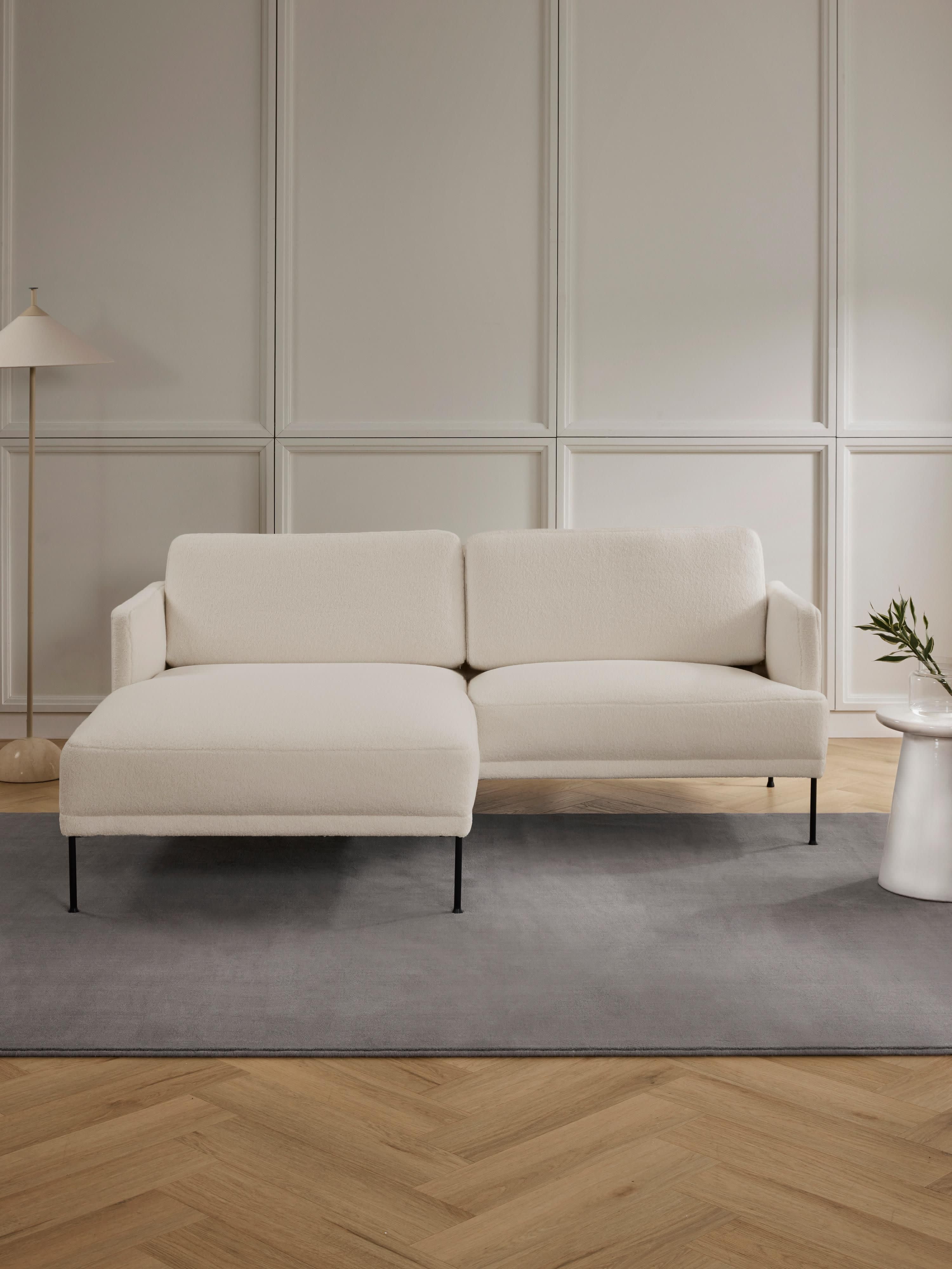 Kleines Ecksofa Fluente aus Teddystoff