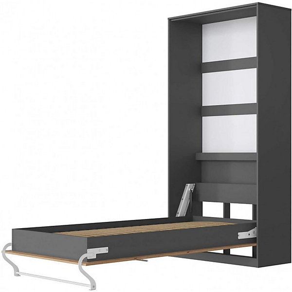 Armoire Lit escamotable Lit Mural Supérieur Vertical 90x200cm Anthracite-Chêne sauvage