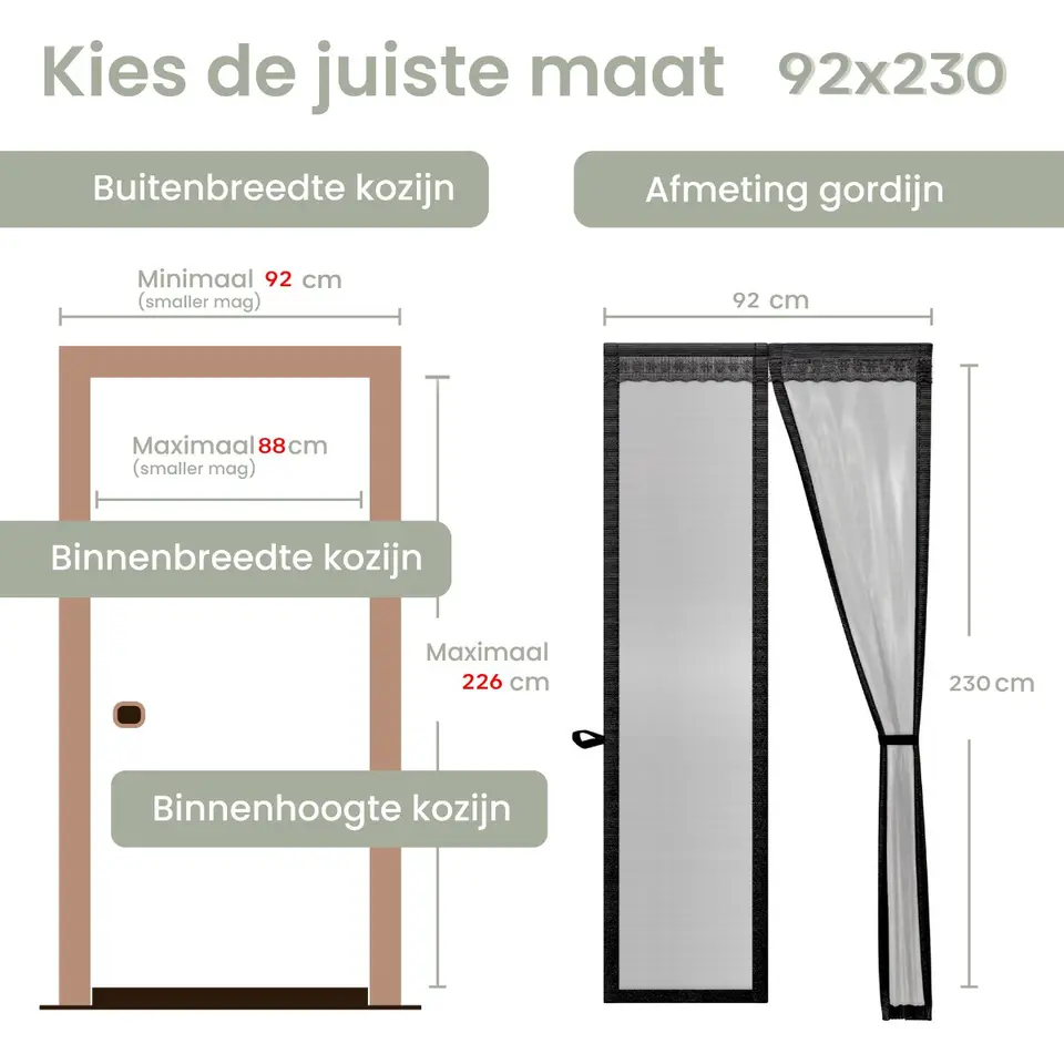 O'DADDY Deurgordijn Deluxe FIBER - Magnetisch Vliegengordijn 92x230 Zwart