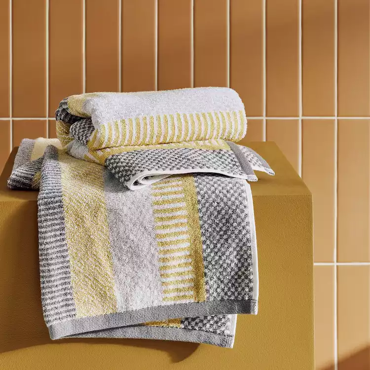 Habitat Horizontal Stripe 2 Pack Hand Towel - Mustard
