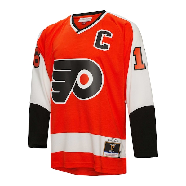 Bobby Clarke Philadelphia Flyers Captain Patch 1974/75 Blue Line Player Jersey - Orange