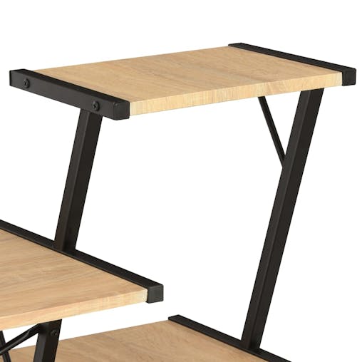 NNEVL Desk with Shelf Black and Oak 116x50x93 cm