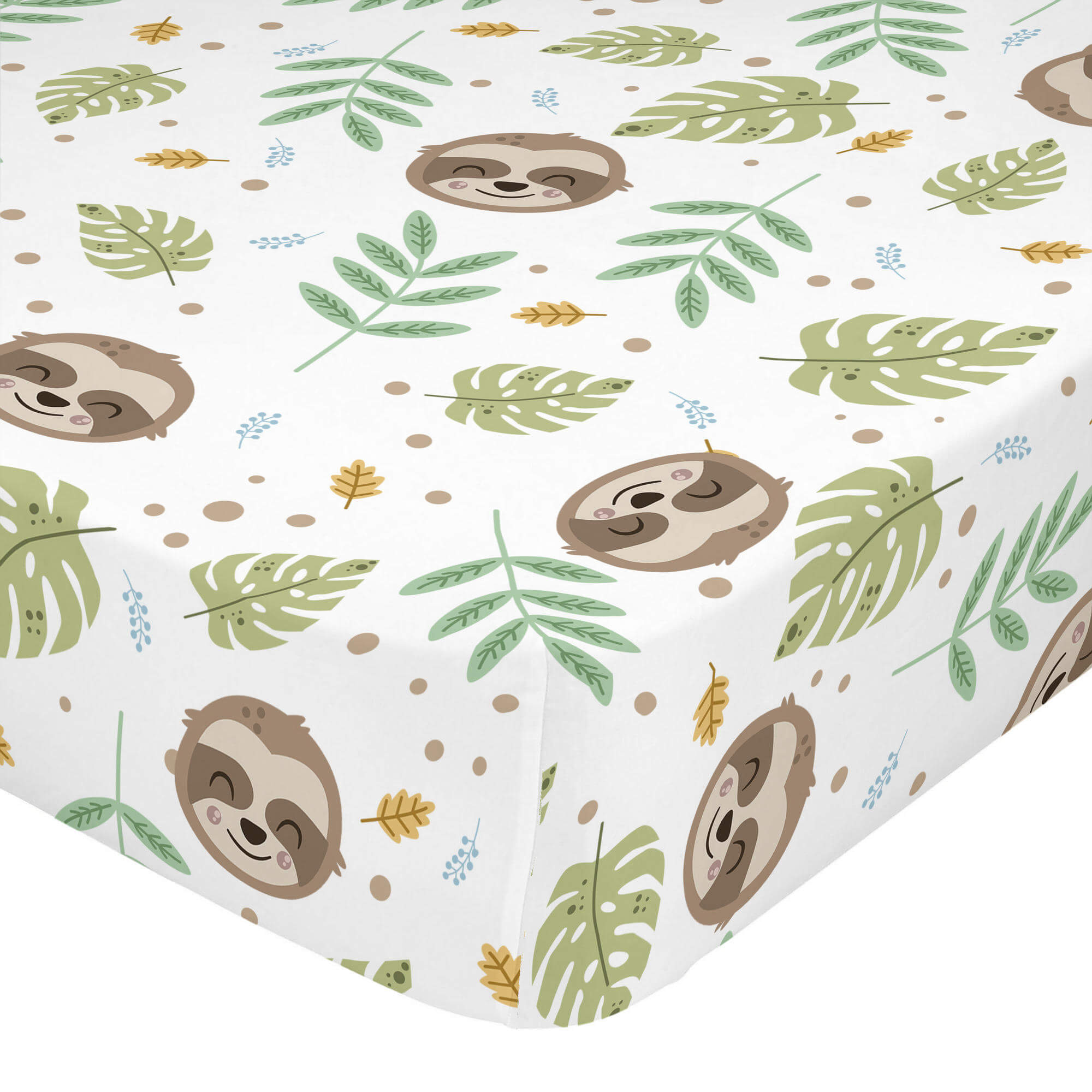 Happy sloth Hoeslaken wieg Moshi Moshi, Veelkleurig, 100% katoen, de k