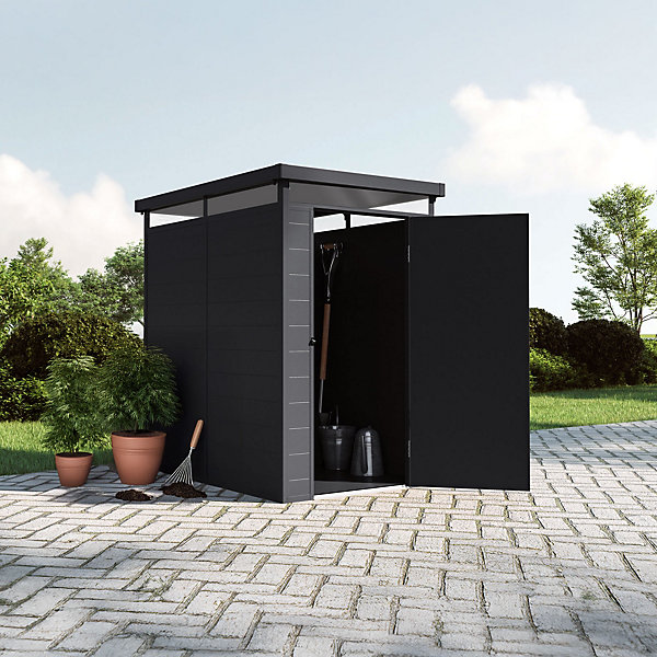 Abri de Jardin Resine 2.47 m2 Terra - Lucarne 360 Lumiere Naturelle - Toit Plat - 173x143x204cm