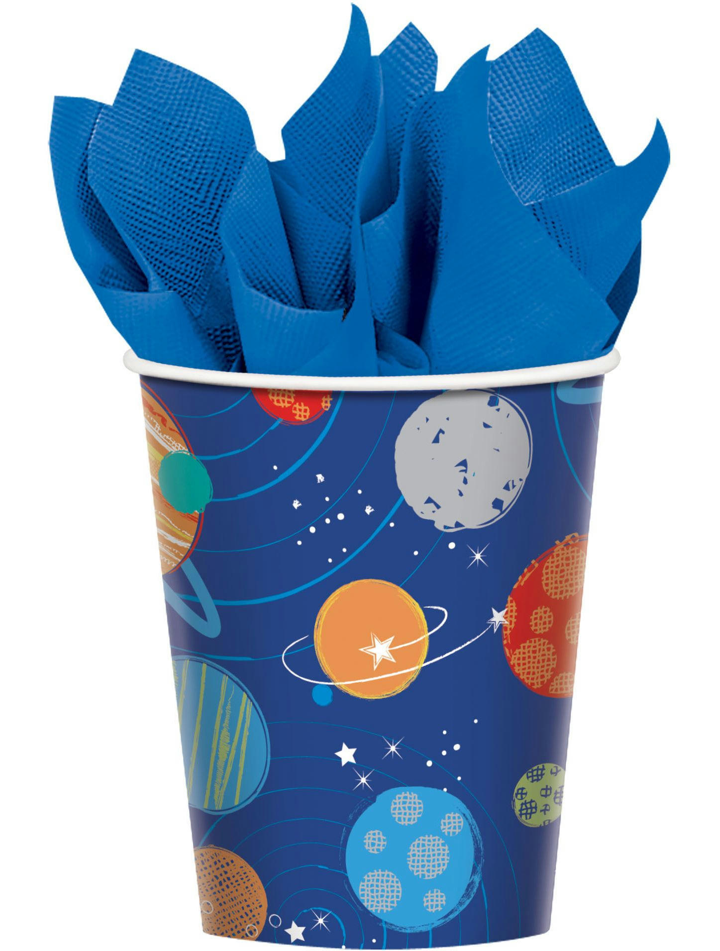 Blast Off Paper Disposable Cups, Blue, 9-oz, 8-pk, for Birthday Party