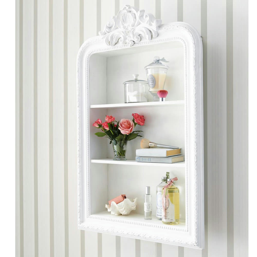 Romantique - Étagère blanche à moulures