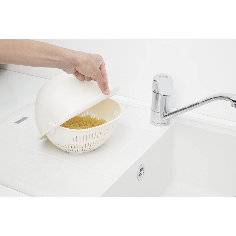 Panier égouttoir rotatif double couche 2en1 blanc Ø23xH10,5cm