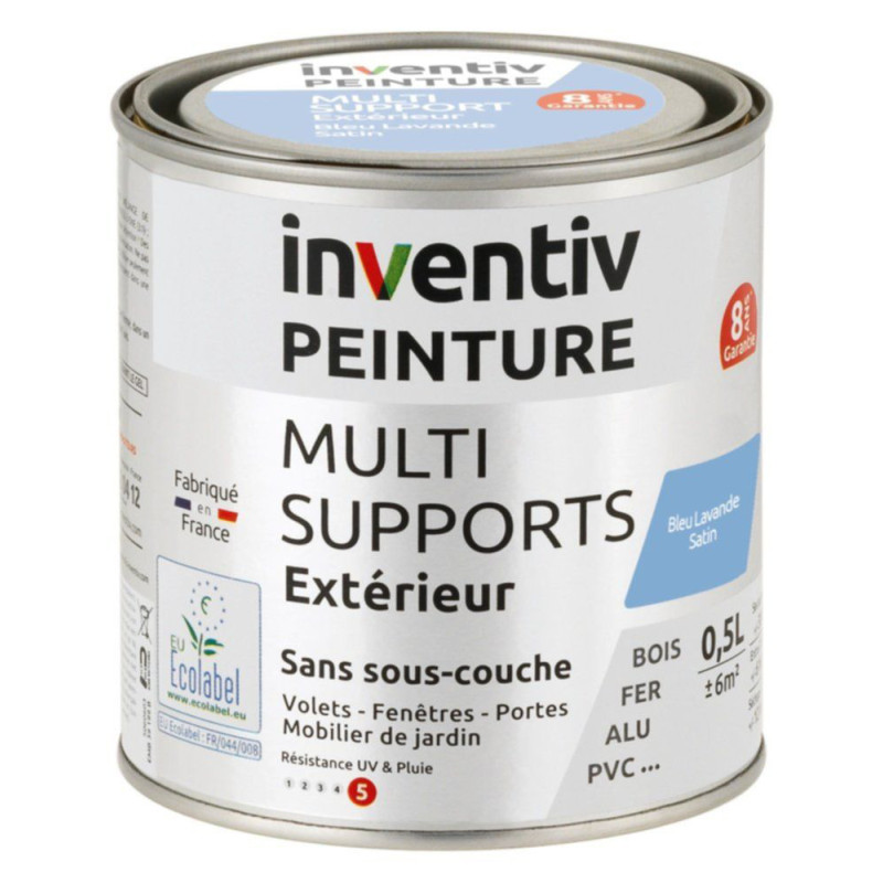 Peinture multi-supports bleu lavande satiné 0,5 L INVENTIV