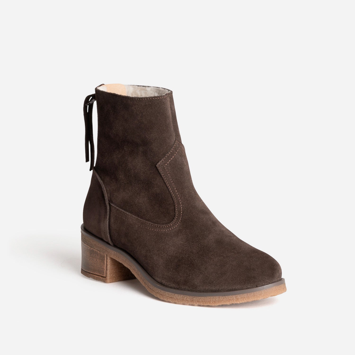Boots marron cuir velours fourré