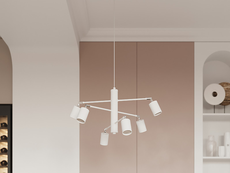 Lampa wisząca Lemmi 6-punktowa stalowa biała