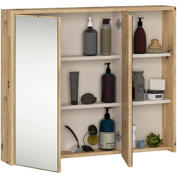 Meuble de salle de bain, chêne artisanal/cachemire, 90 x 75 x 15 cm