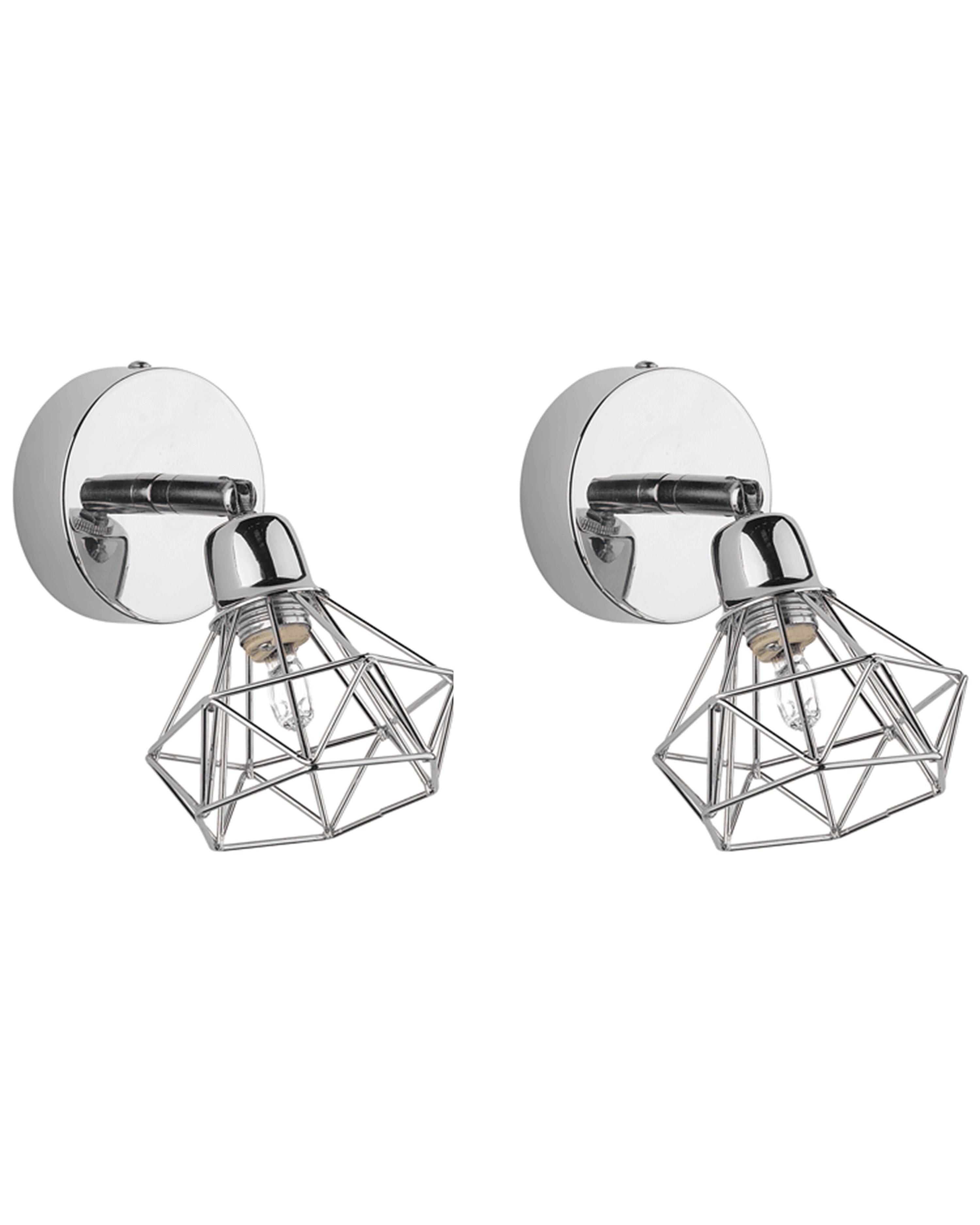 Set of 2 Spotlight Lamps ERMA Adjustable Metal Silver