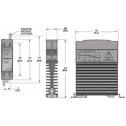 Crydom CKRA2420 Relais à semi-conducteurs 20 A - 90-280 V AC, dissipateur intégré