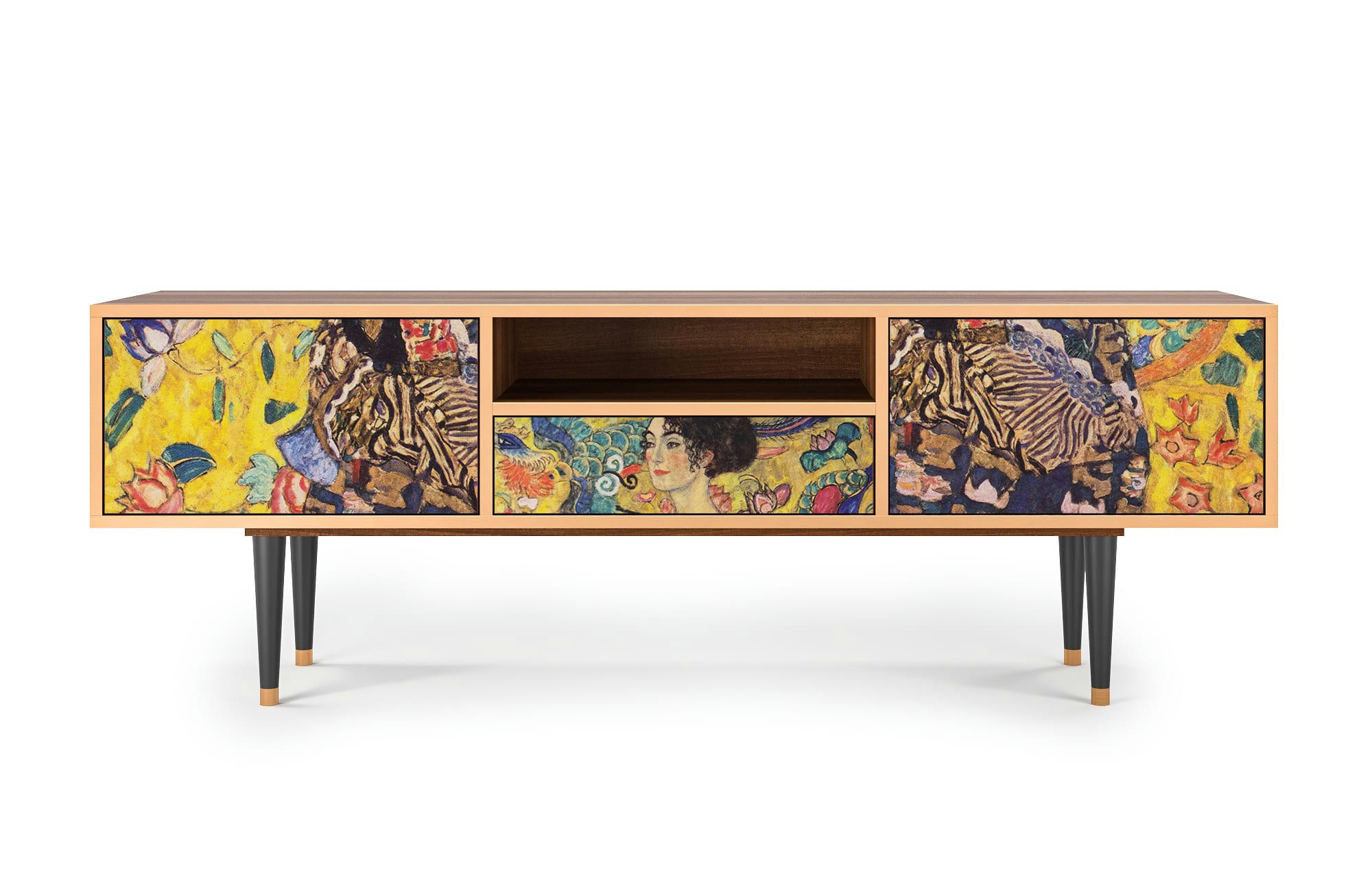 LADY WITH FAN BY GUSTAV KLIMT - Meuble TV  jaune 1 tiroir et 2 portes L 170 cm