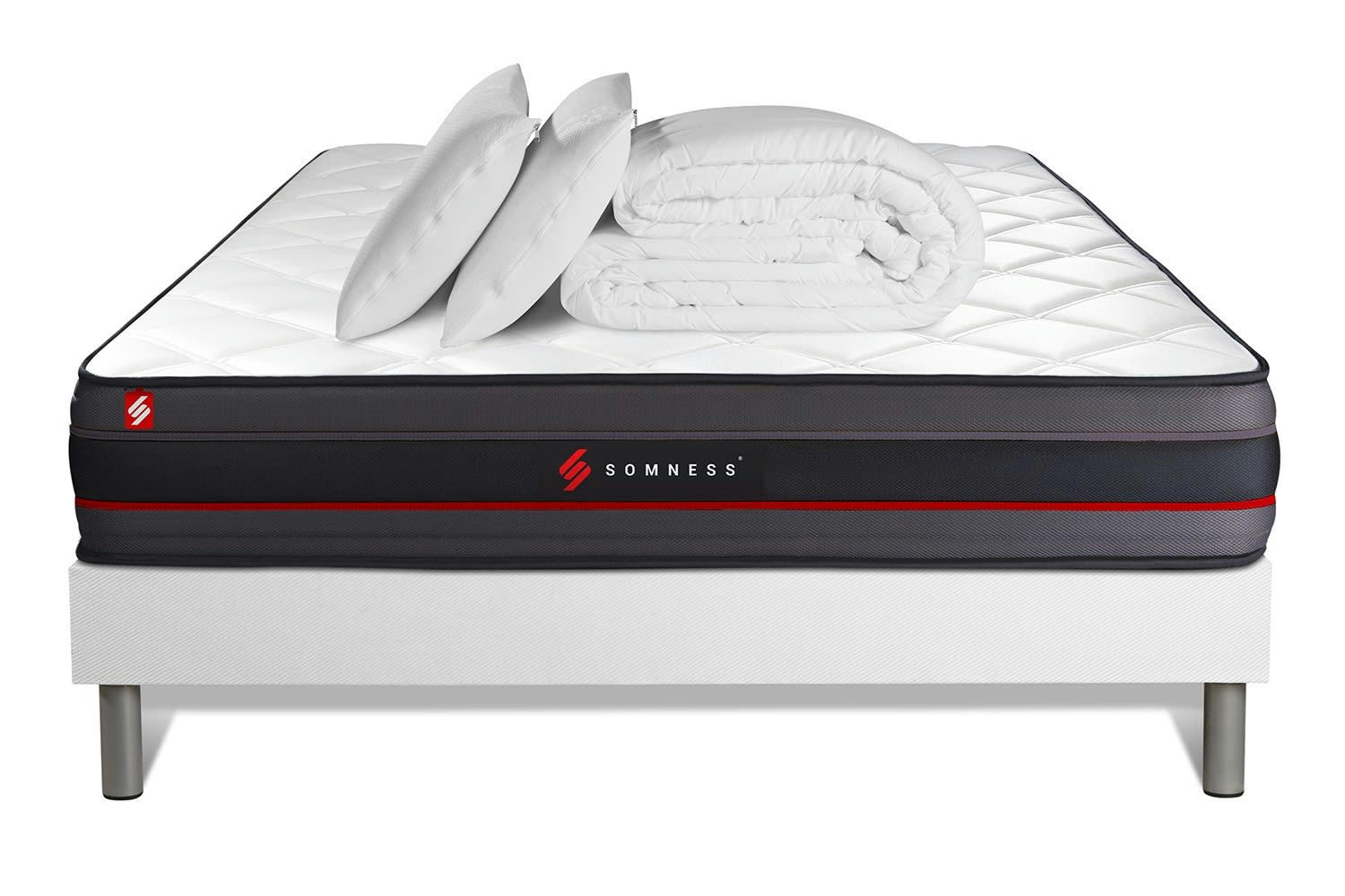 REGEN - Pack matelas sommier 140x200 oreiller couette