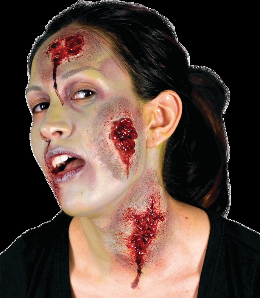 Fake Oozing Wound Prosthetics, Red, One Size, 3-pk, Wearable Costume Accessories for Halloween