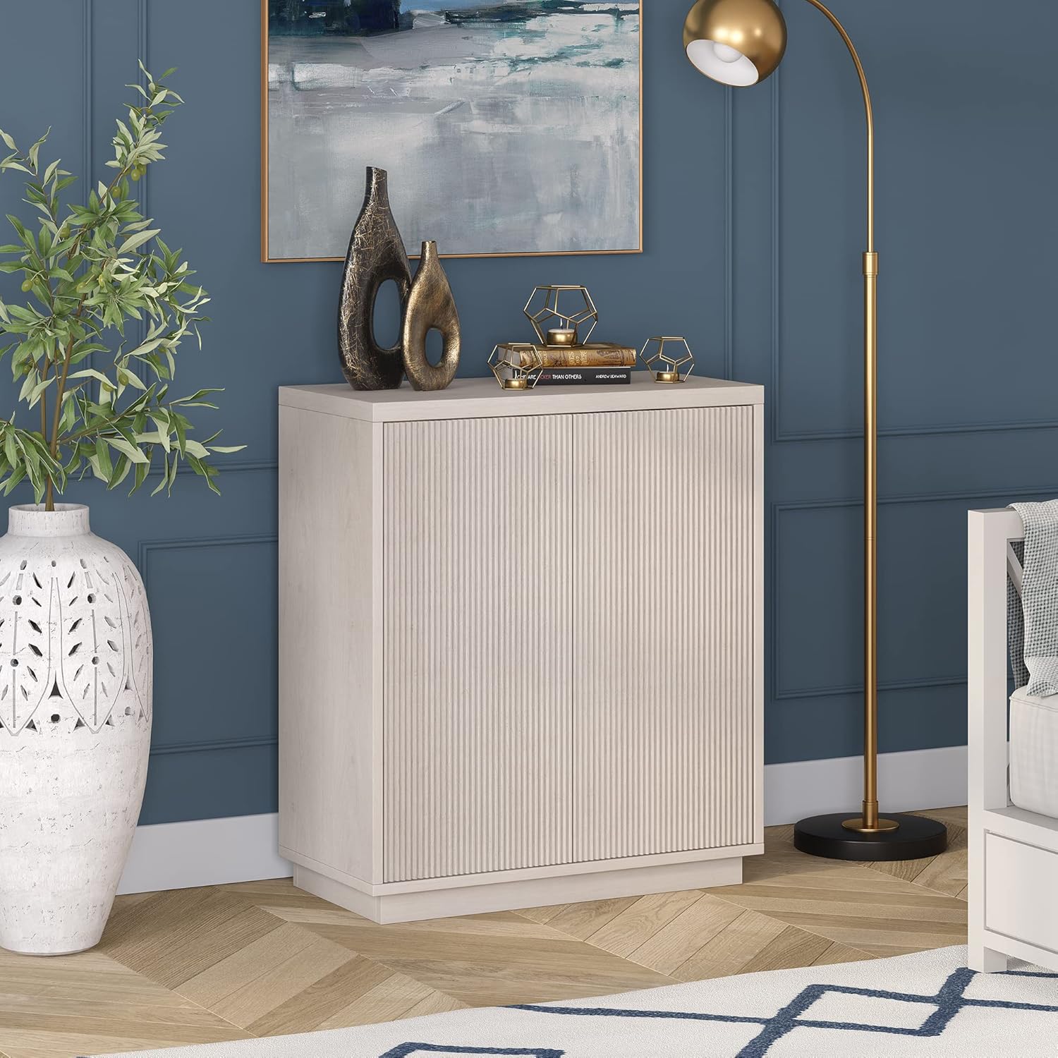 Henn&Hart Alston Accent Cabinet, 28 Wide, Alder White