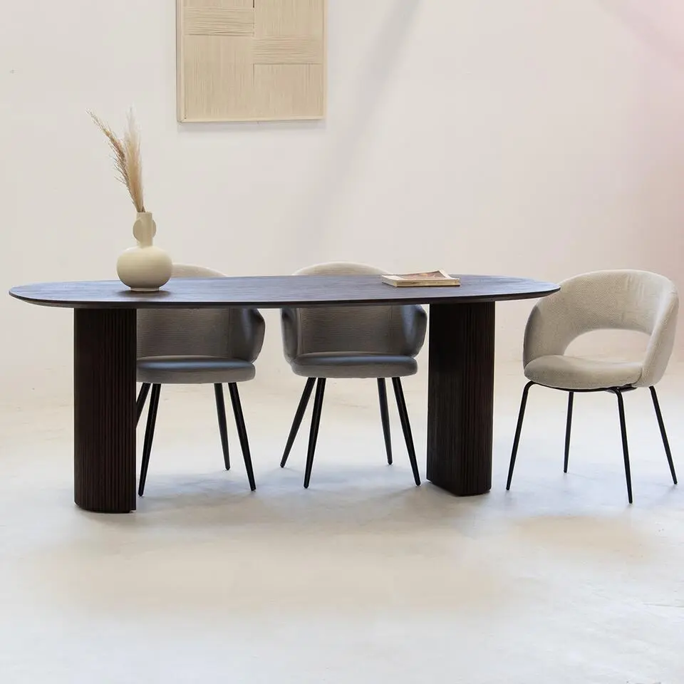 Eettafel Deens Ovaal 240cm - Donkerbruin Mangohout - Feline