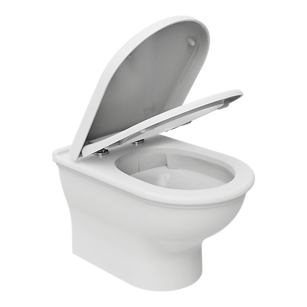 Cuvette WC suspendue sans bride à sortie horizontale avec abattant déclipsable et frein de chute blanc GoodHome Endell