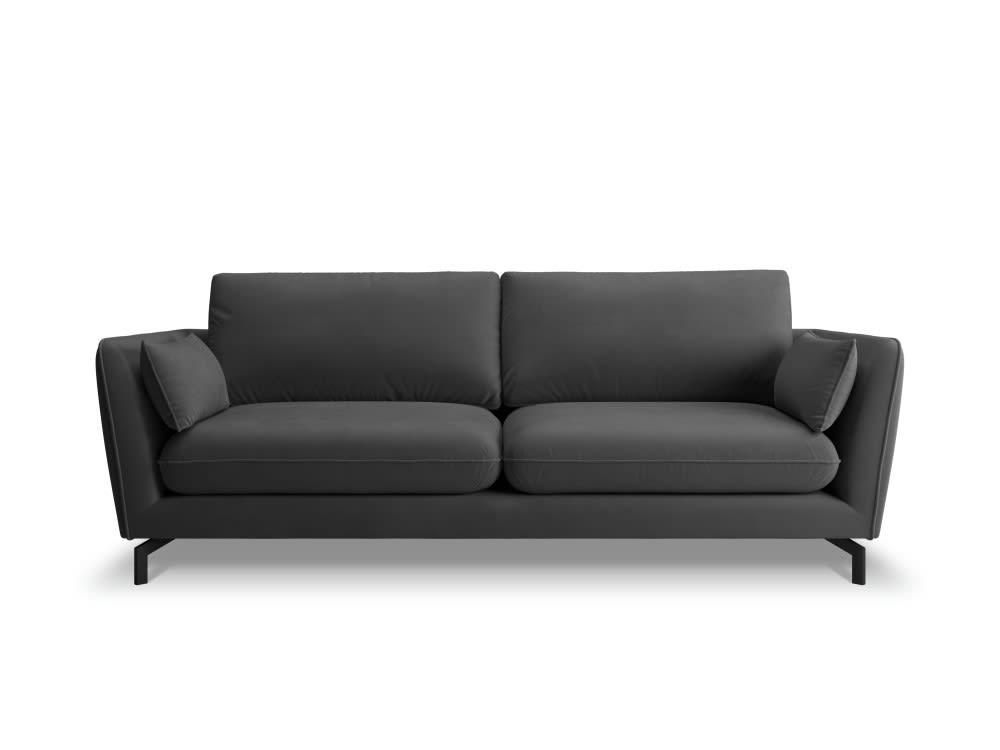 PODIUM - Canapé 3 places en velours gris foncé