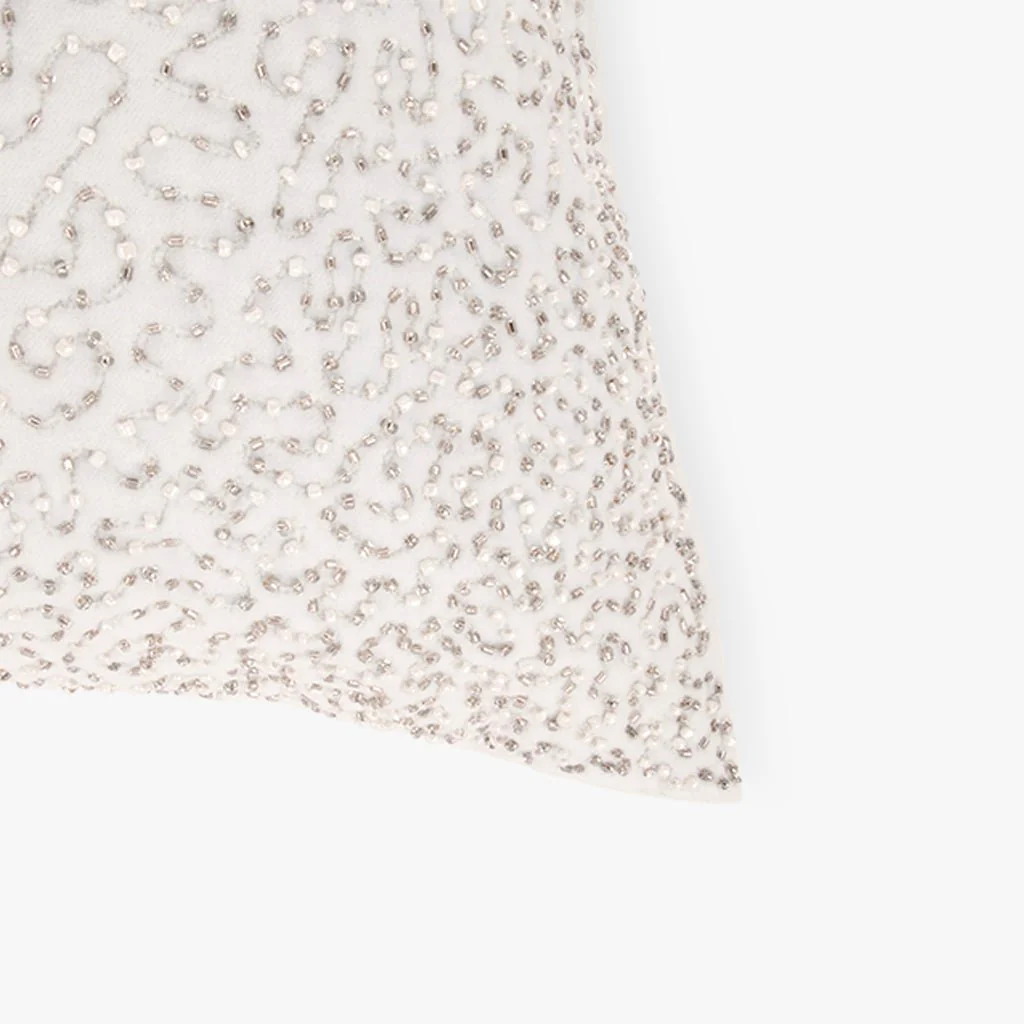 Capa de Almofada Veludo com Missangas Cinzenta NEW BRIGHT