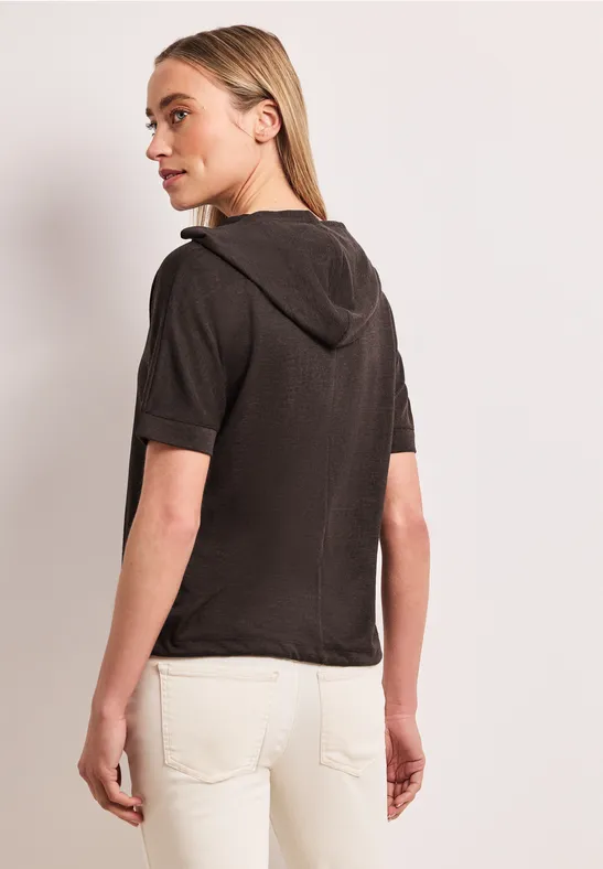 Kurzarm Shirt mit Kapuze und Tunnelzug