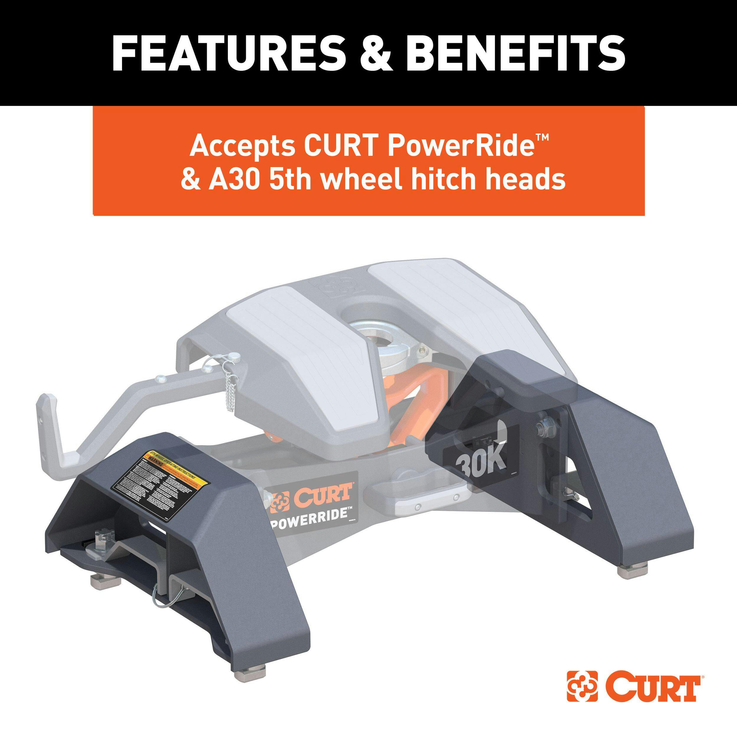 CURT 16030 PowerRide Replacement Puck 5th Wheel Legs, Select GM Vehicles, 30,000-lbs, Grey