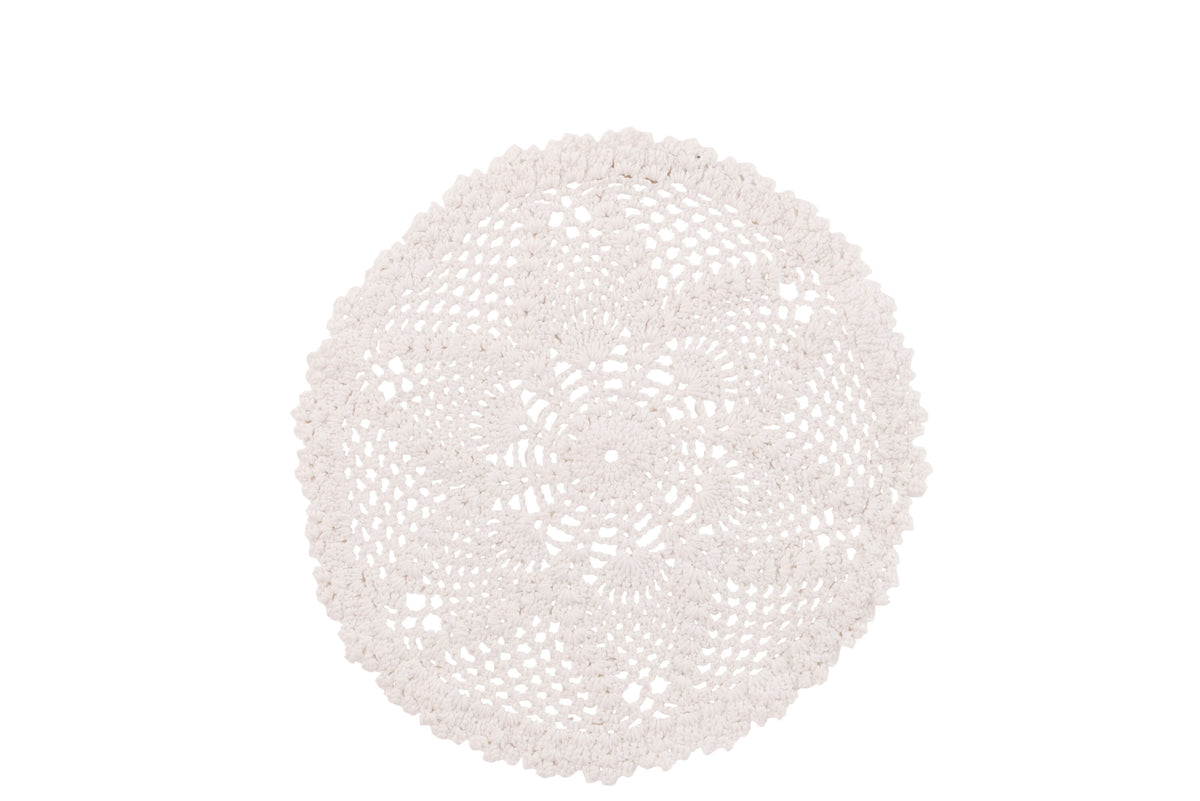 J-Line tafelkleed Mia Kant - katoen - blanc - 6 stuks