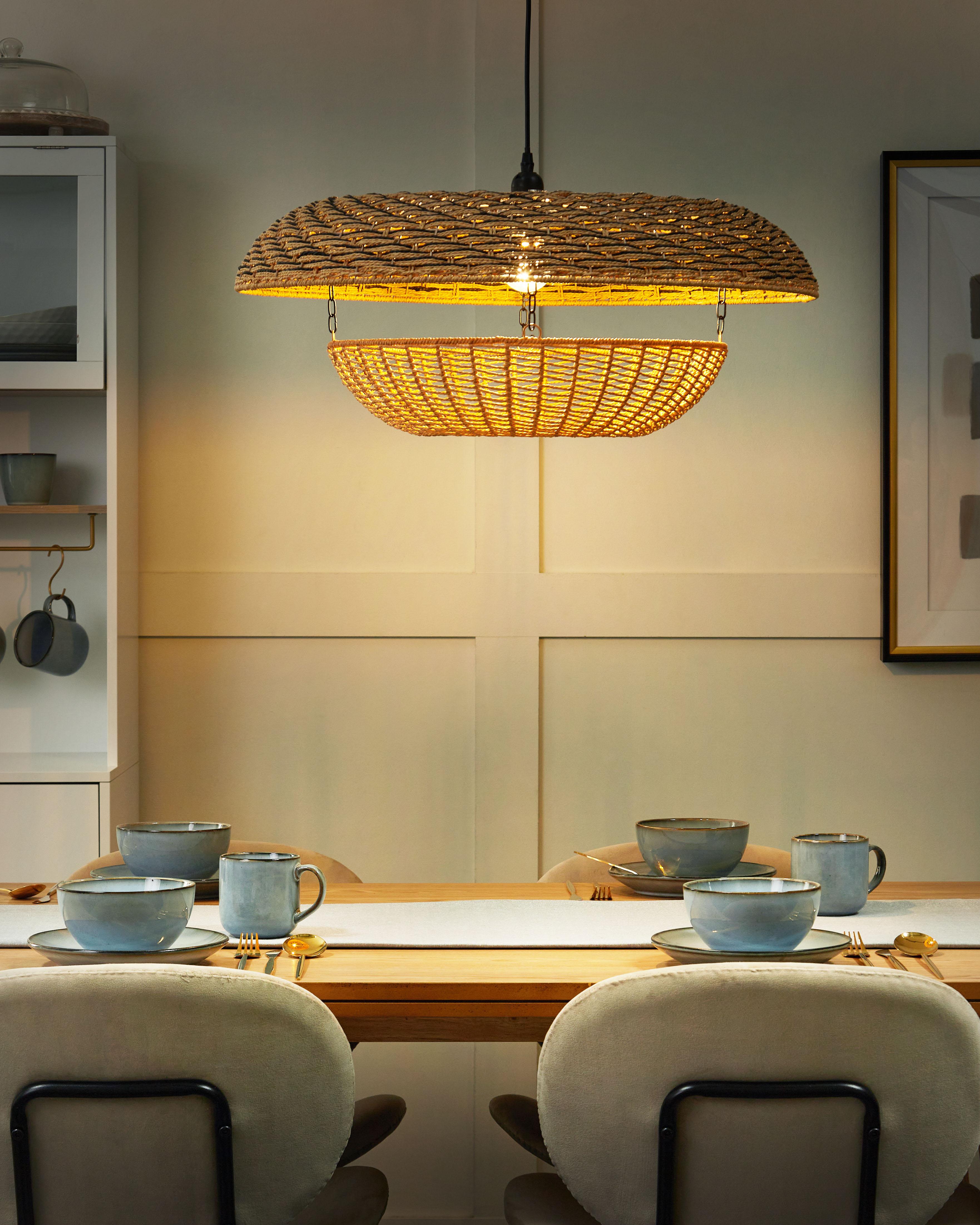 Pendant Lamp KIDEPO Paper Rope Brown