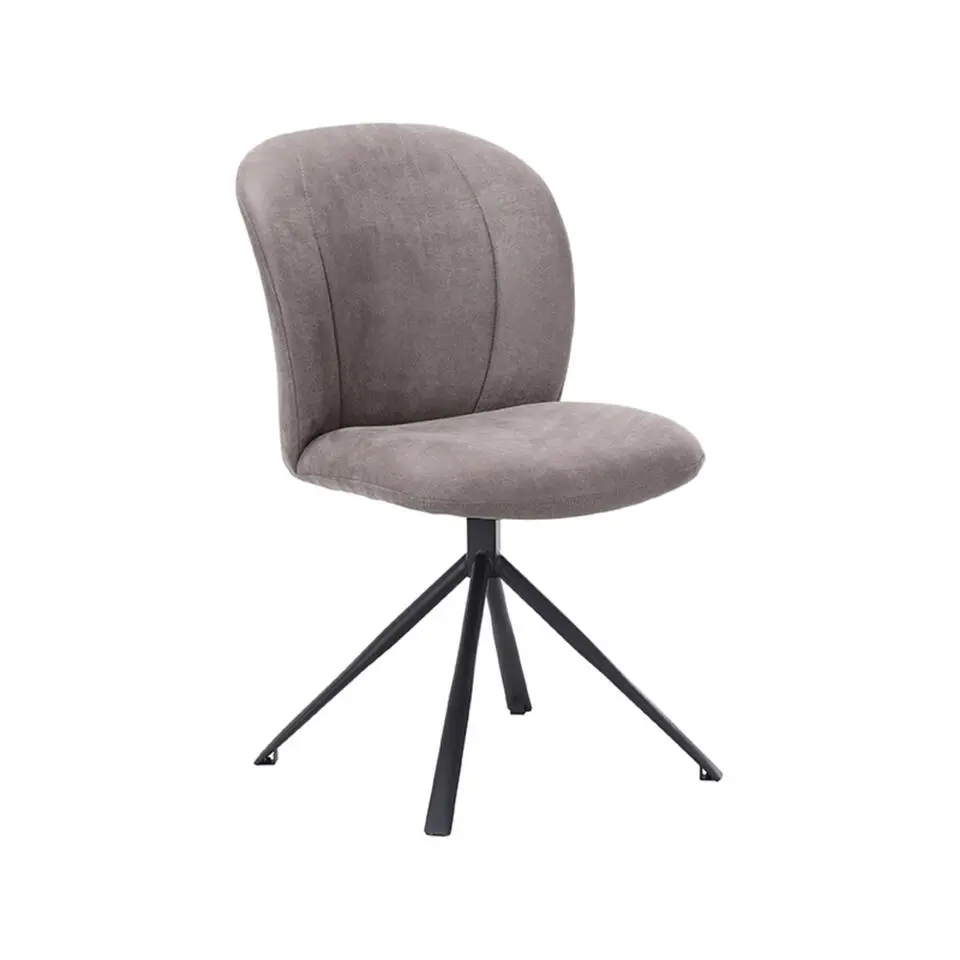 LABEL51 Eetkamerstoel Kimo - Taupe - Micro Suede - Zwart Onderstel - set van 2