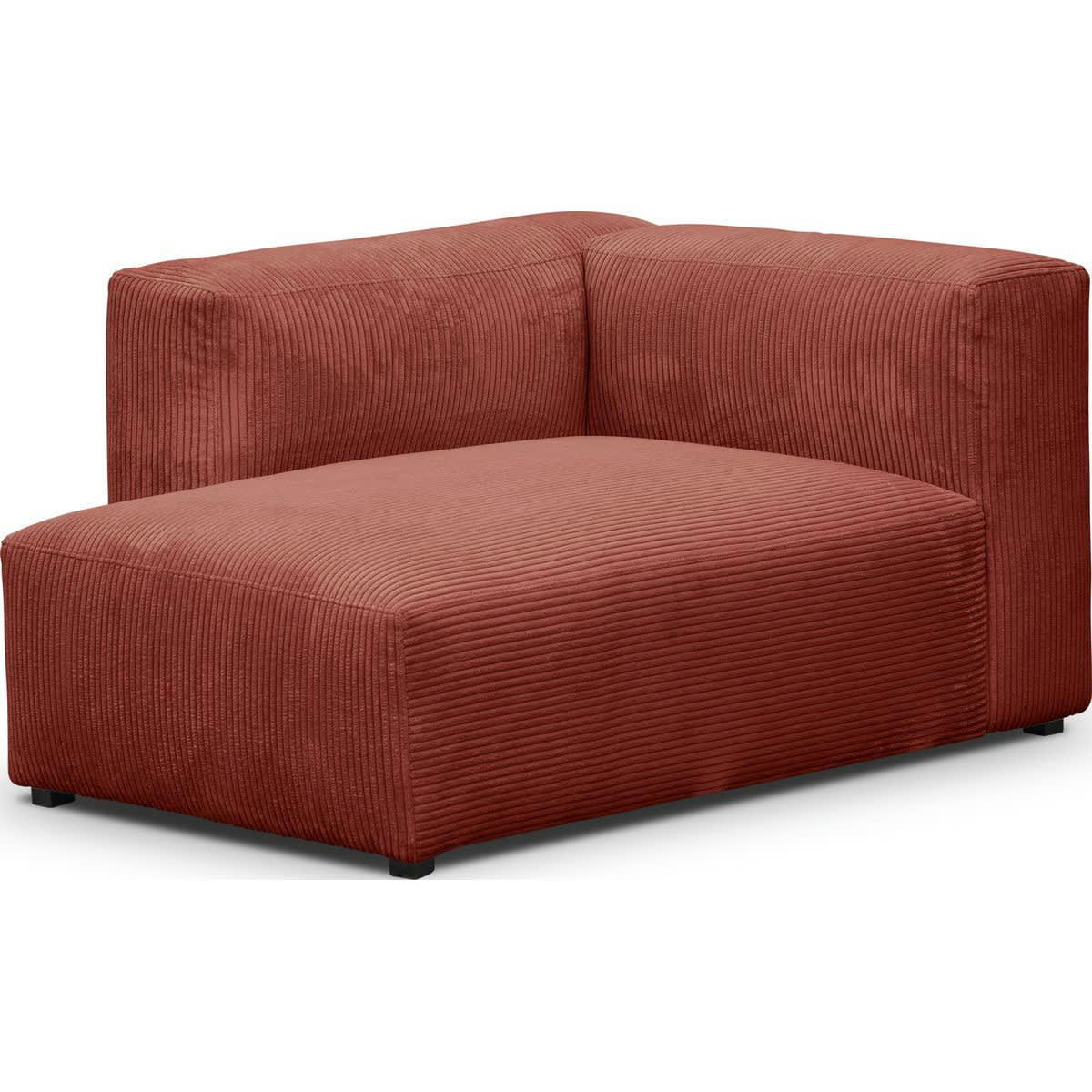 MODULO NEW - Canapé modulable angle gauche 4 places velours côtelé rouille + pouf