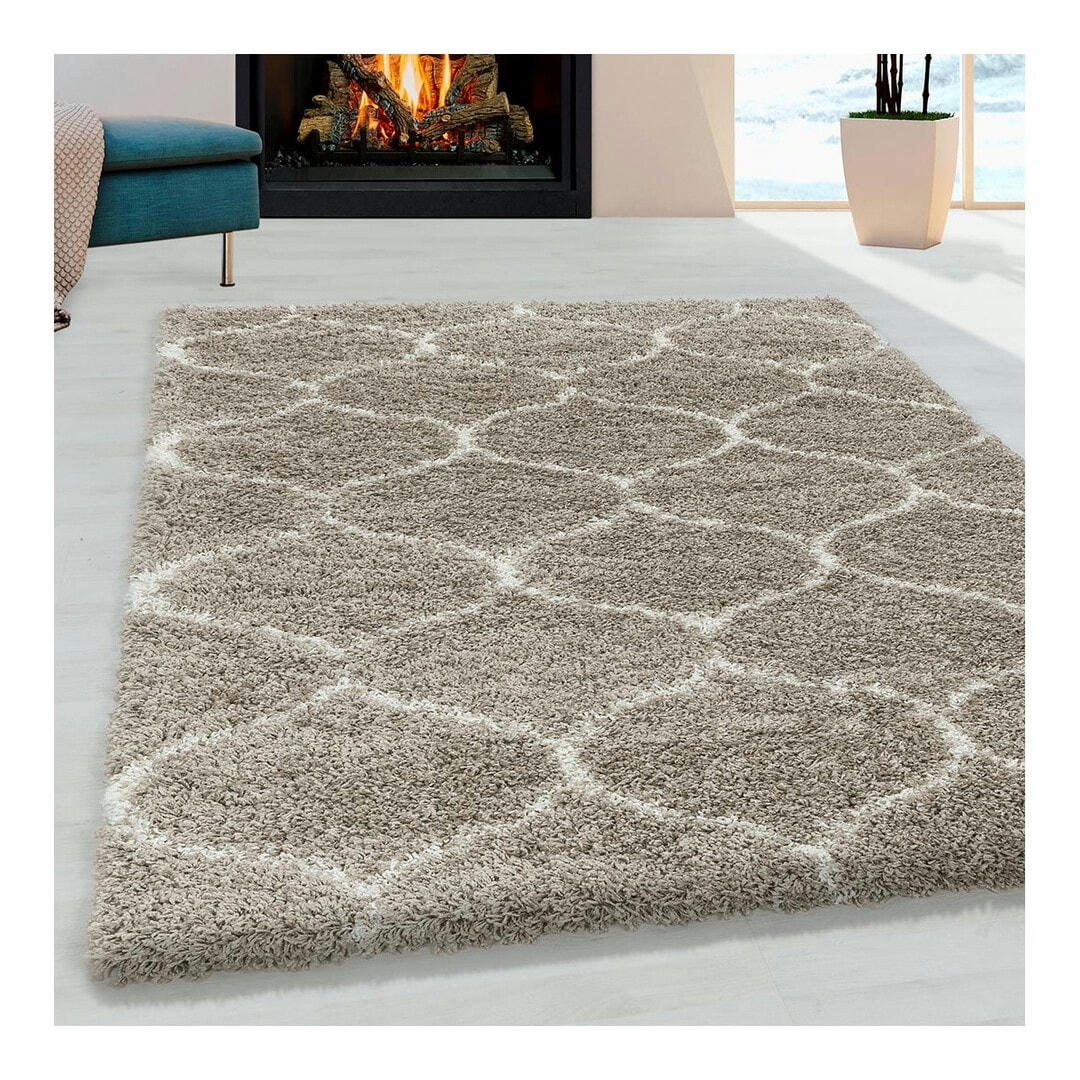 LOKALT - Tapis géométrique baroque en polypropylène beige 240x340
