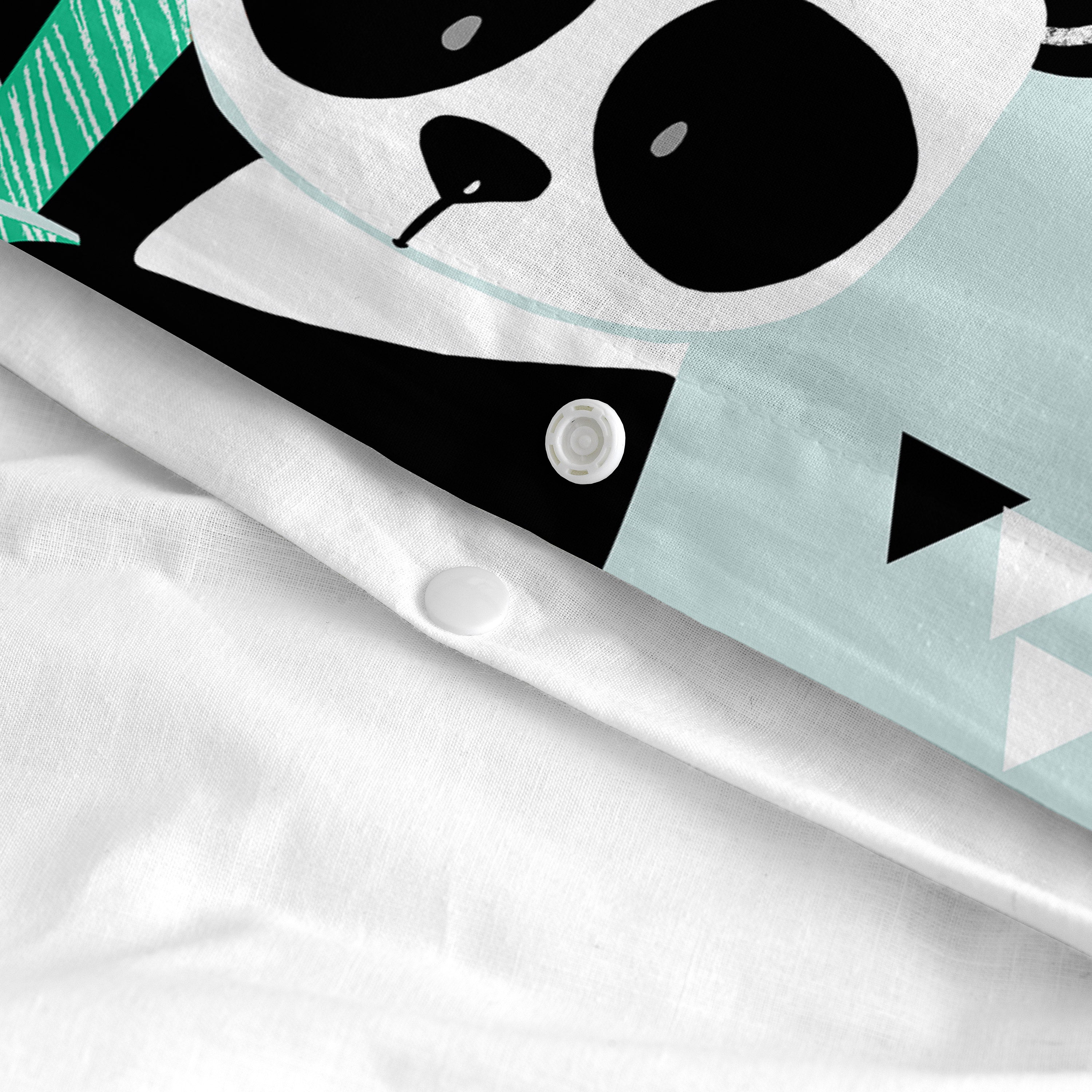 Panda garden blue Dekbedovertrek wieg 2-delig Moshi Moshi, Blauw, 100%